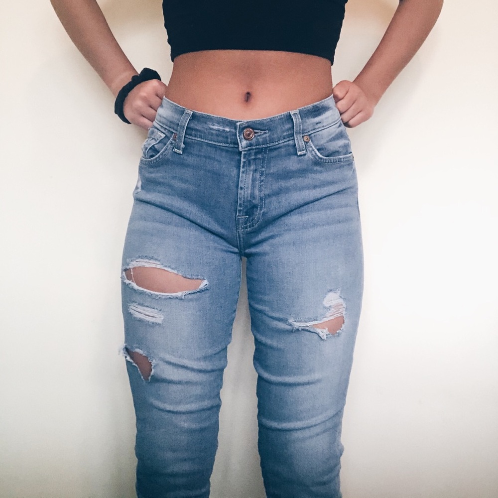 7 For All Man Kind Distressed  skinny jeans
